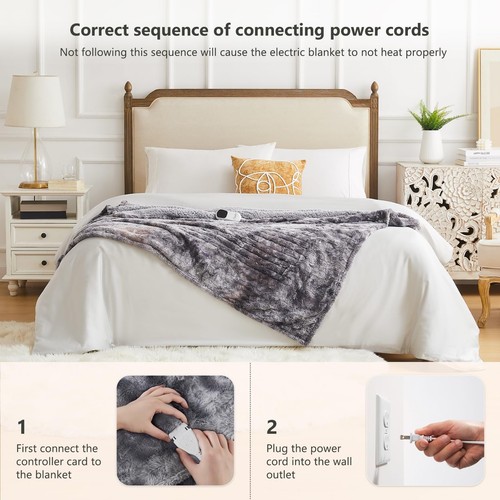 Heated Blanket Throw - 50x60 Heating Blanket Throw 5 Gears Auto-Off 10 Heat L... - Picture 7 of 9