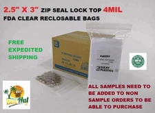 2.5 x 3 Elkay Plastic Clear Zip Seal Lock Top Reclosable  Poly Bags 4 MIL 4MIL