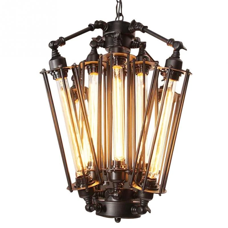 Lámpara colgante Steampunk bombilla Edison negra mate vintage Foto 3 de 4