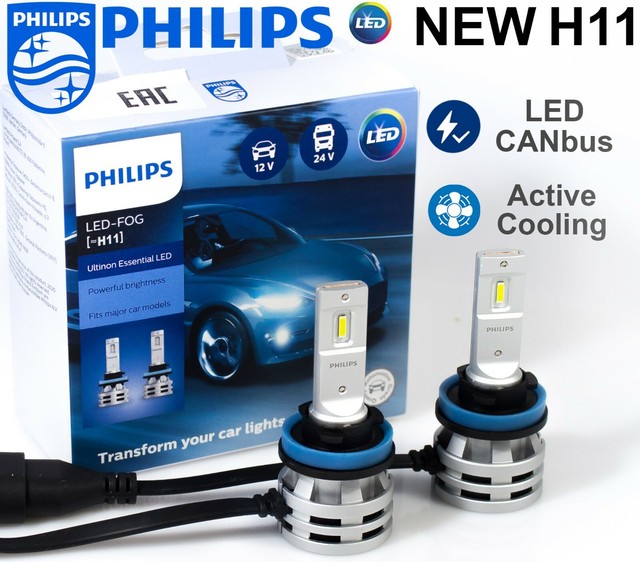 H11 LED PHILIPS Ultinon Essential Car Fog Light Bulbs 6500 K +200% ...