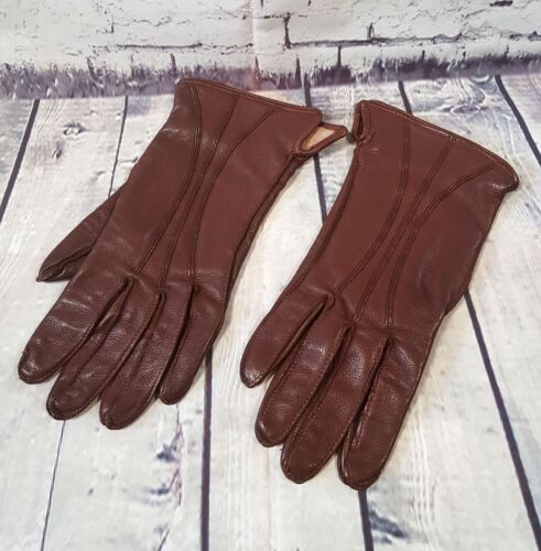 Vintage Gloves | Mid Century Vintage Deluxe Brown Leather Gloves, Retro Gloves - Picture 1 of 2