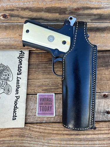 Vintage Alfonsos Plain Black Lined Holster For 5" Colt 45 1911 Threepersons TS S