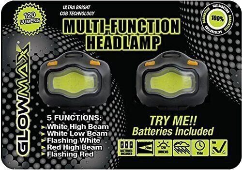 GlowMax Multi-Function Headlamps, 120 Lumen, Ultra Bright COB Technology, White - Bild 2 von 3