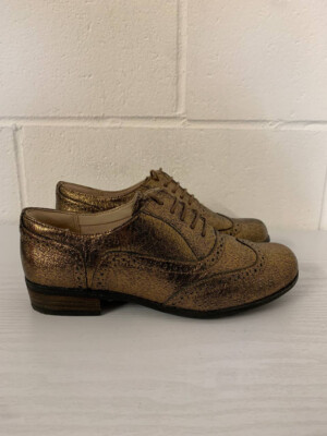 Clarks Narrative Brogues Size 4 D Gold Leather Lace Up Shoes With