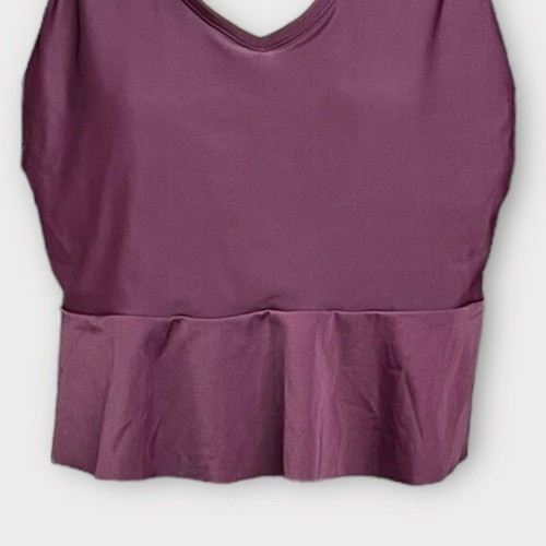 🌻NEW Kona Sol Purple Plum Peplum Crop Tankini Swimwear Swimsuit Top Size L. - 第 4/10 張圖片