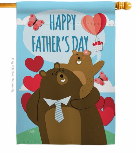 Día del Padre Osos Jardín Bandera Familia del Padre Regalo Decorativo Patio Casa Banner - Imagen 3 de 17