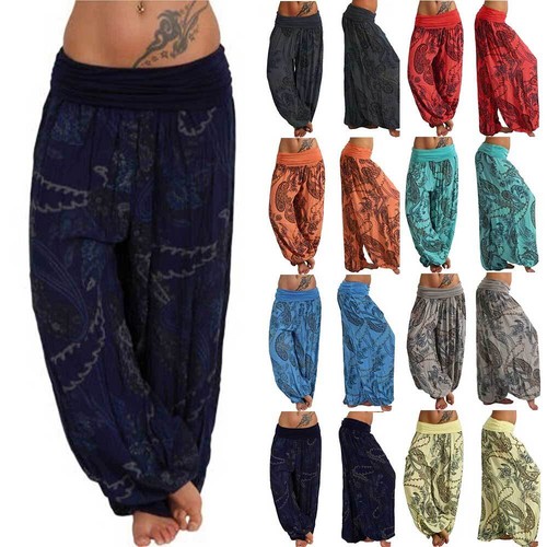 Plus Size Womens Boho Floral Yoga Pants Ladies Loose Baggy Hippy Harem Trousers - Picture 6 of 26