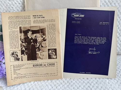 Vtg 1940s Hollywood Memorabilia Set-Harry James,Florentine Garden, Menus, Notes - Picture 7 of 24