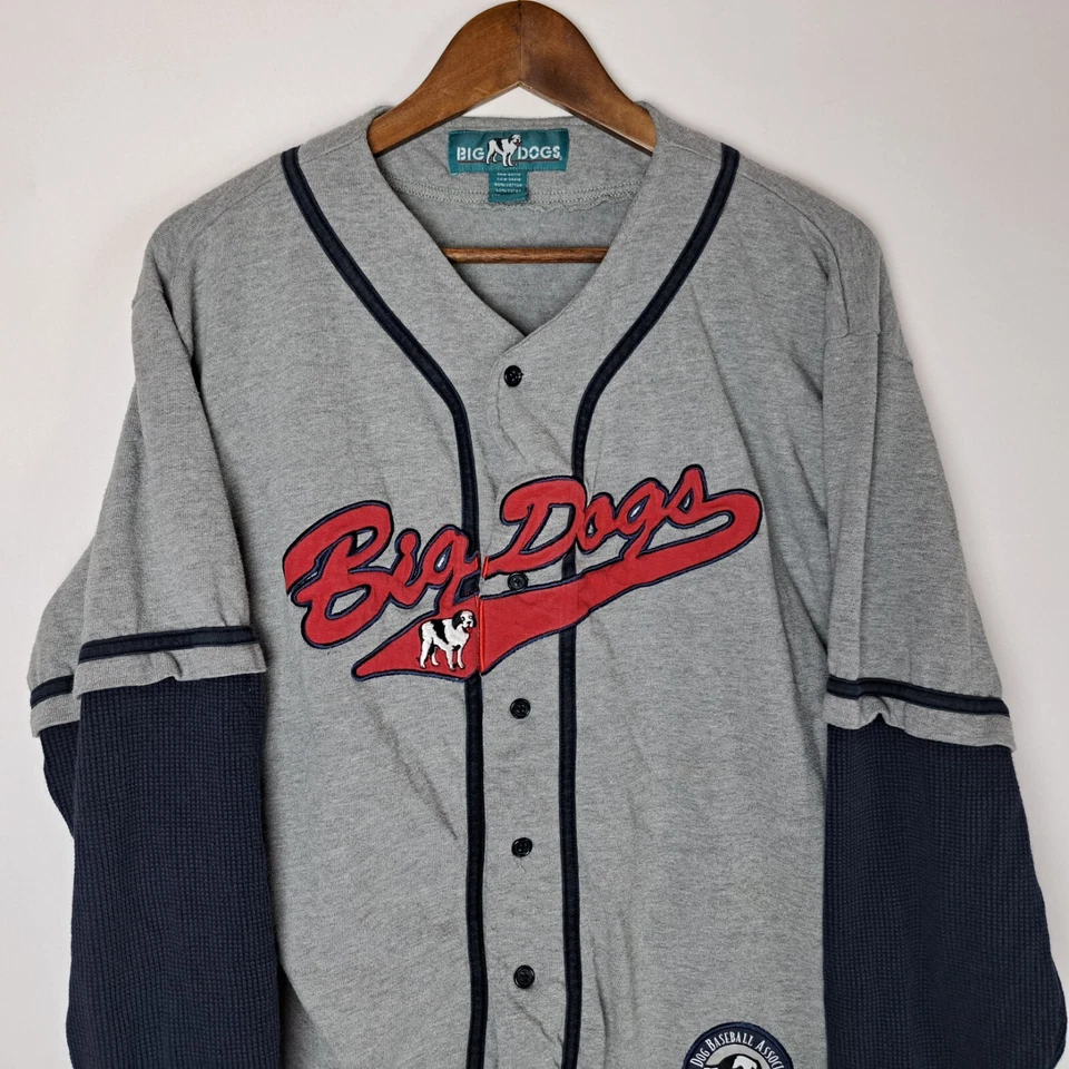 Camisa de béisbol vintage Big Dogs para hombre mediana estilo botón delantero L/S Foto 2 de 4