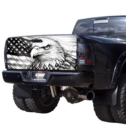 Tailgate Wrap American Flag Eagle Vinyl Graphic Decal Sticker, Pickup Decal T334 - Picture 3 of 4
