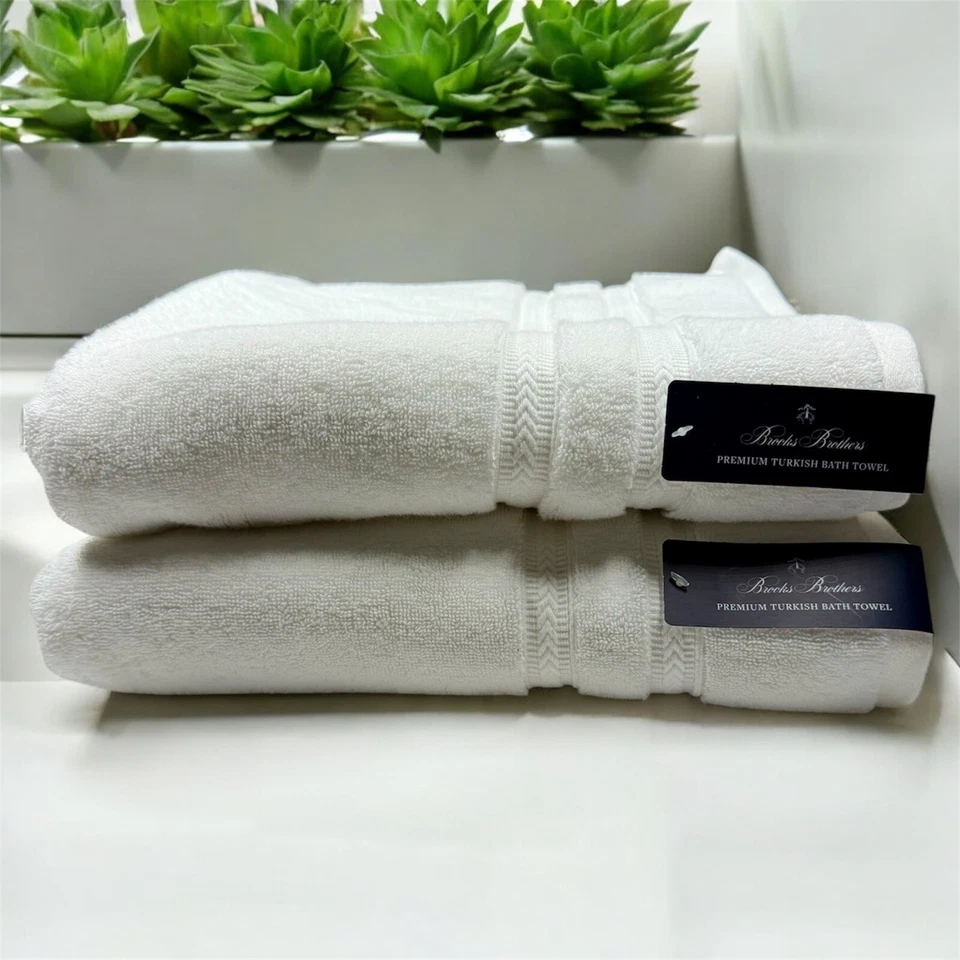 Brooks Brothers Premium Turcas 2 Toallas de Baño 100% Algodón Nuevas Foto 4 de 4