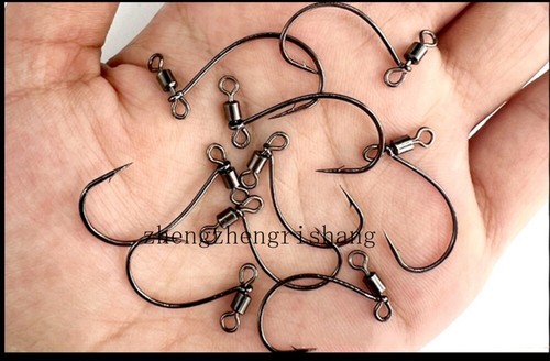 50Pc Drop Shot Hooks with Swivel Soft Lure Hook Worm Hooks for Bass Carp Catfish - Picture 8 of 15