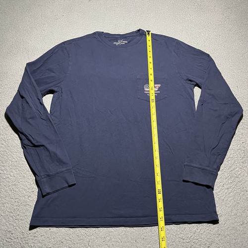 Vineyard Vines T Shirt Mens Small Blue Long Sleeve Door County Crew Neck - Picture 2 of 9