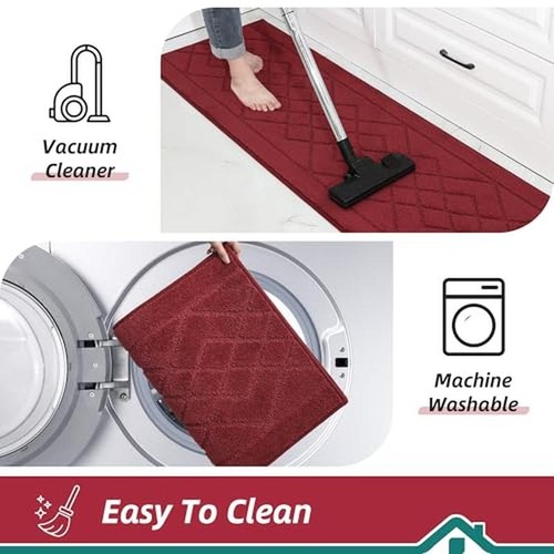 Kitchen Rugs Sets of 2 Washable Soft Kitchen Mats Sink Laundry Rooms Bathrooms - Picture 6 of 6