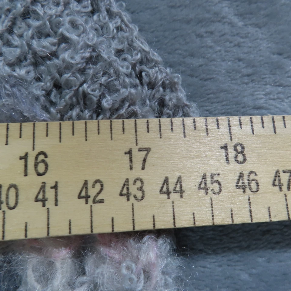 HECHO A MANO Suéter Chaleco Mujer Mediano Pastel Azul Rosa Gris Tejido Abierto Mezcla Mohair Foto 4 de 4