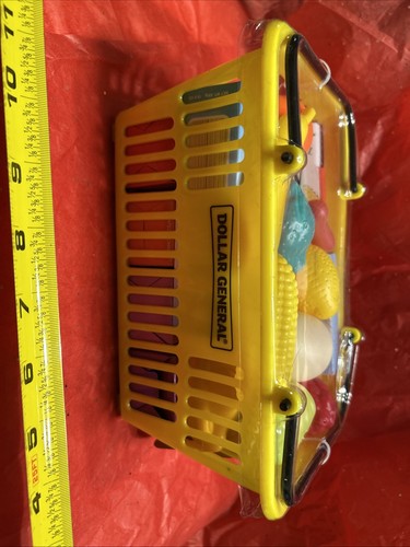 Handheld Yellow Dollar General Logo Plastic Toy Pretend Shopping Basket 22 pcs - Picture 5 of 8