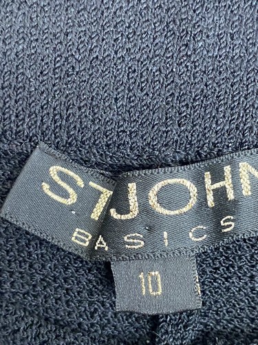 ST. JOHN Basics Blk  Blazer Jacket Crop Pant Suit Santana Knit 3 piece Sz 6 10 S - Picture 3 of 9