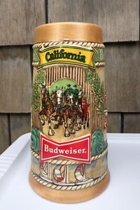 Vintage-1981-Budweiser-Beer-Stein-034-California-Limited-Edition-Ceramarte-Brazil