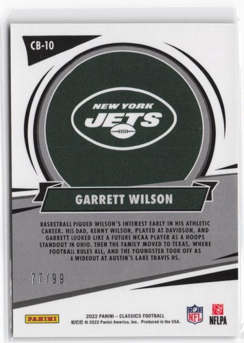2022 Panini Classics Garrett Wilson RC #CB-10 Classic Beginnings Gold Prizm #/99 - Foto 2 di 2