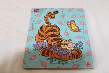 Vintage Mattel Pooh Tigger and Flowers Wooden Puzzle