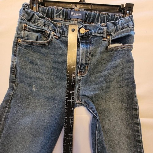 Old Navy Skinny Adjustable Waist Boys Slight Distressed Blue Jeans Size 16 - Picture 9 of 12