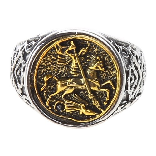 Men Signet Rings New Design Saint George Portrait Roman Soldier Ring Alloy Gifts - Picture 15 of 23