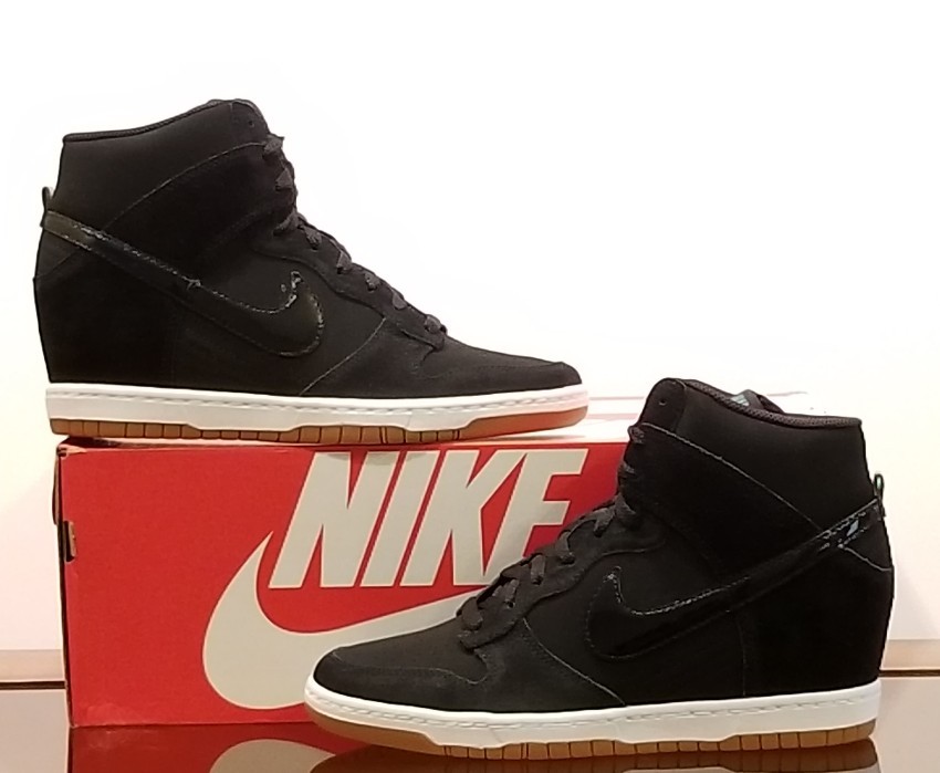 NIKE WOMENS DUNK SKY HI ESSENTIAL 644877-011 BLACK/GUM SIZE 10.5 WEDGE NEW NIKE WOMENS DUNK SKY HI ESSENTIAL 644877-011 BLACK/GUM SIZE 10.5 WEDGE NEW