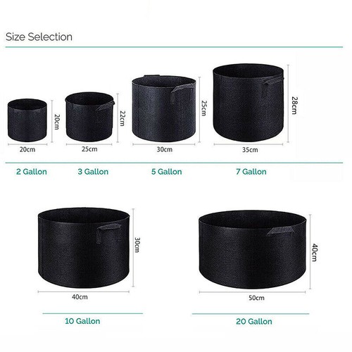 Pack of 10 Fabric Grow Pots Breathable Planter Bags 2/3/5/7/10/20 Gallon Bags AU - Picture 6 of 24