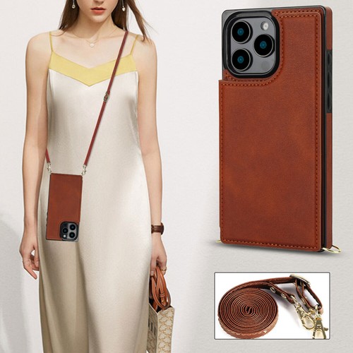 Luxury Leather Crossbody Card Slot Cover Case for 16 15 14 13 12 11 Pro Max XR - Picture 10 of 58