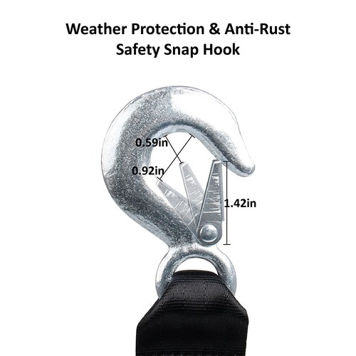 HEAVY DUTY BOAT TRAILER TOW REPLACEMENT WINCH STRAP ROPE 2" x20' WITH SNAP HOOK - Picture 3 of 12