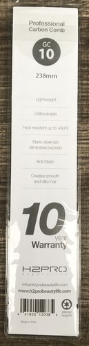 H2Pro GomComb 100% Carbon Comb Professional Hairstylist Salon Barber GC10 238mm - Picture 2 of 5