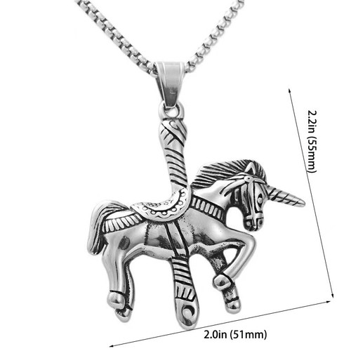 Klassisches Karussell Pferd Charm Anhänger Halskette Edelstahl Karussell - Bild 5 von 8