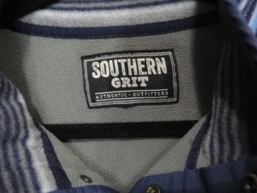 Southern Grit Western Aztec Pullover Fleece Blue Gray 1/4 Button Men’s Size XXL - Picture 3 of 7