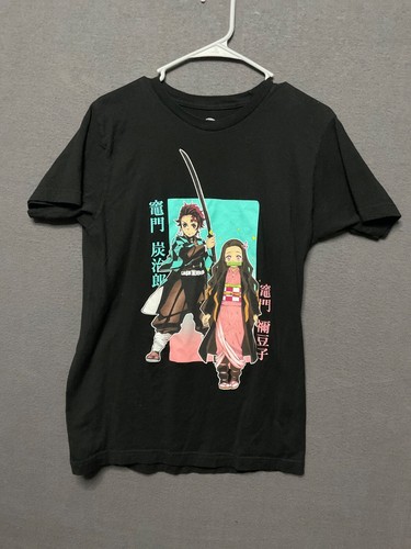 Demon Slayer Tanjiro Nezuko T-Shirt Medium Black Anime Cosplay Manga