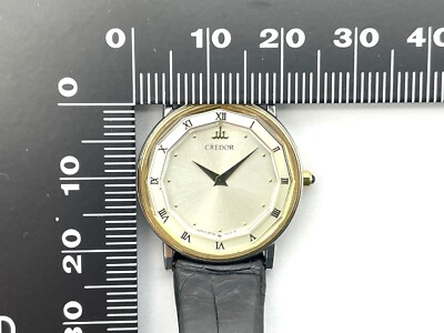 SEIKO Credor Quartz Ladies Watch Cut Glass Silver Dial 18KT