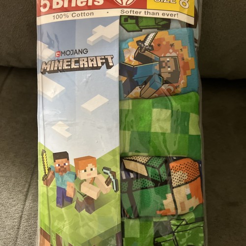 Minecraft  Mojang Underwear Briefs 5 Pack Multicolor For Boys Size 8, New - Picture 2 of 7