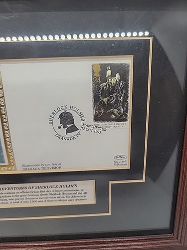 Sherlock Holmes gerahmter Umschlag 5000 hergestellt Briefmarken Granada TV Buch Benham 1993 - Bild 5 von 8