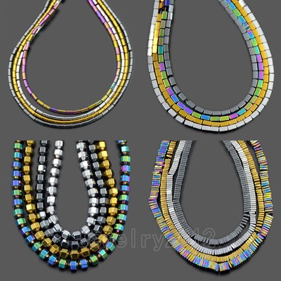 4X4MM GOLD HEMATITE GEMSTONE CROSS 4X4MM LOOSE BEADS 15.5/"