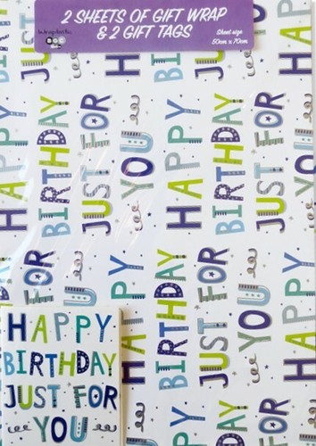 WRAPPING PAPER , BIRTHDAY NEW BABY WEDDING GIFTWRAP 2 SHEETS & 2 GIFT CARD TAGS - Picture 12 of 52