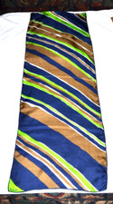 Vtg 60s Echo Striped Print rectangle Scarf 14X42 Retro MCM style