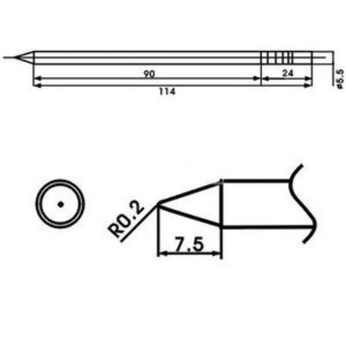 Lötspitze AOYUE WQ/LF-B bleifreies Löten mit Heizelement Bleistift R0,2mm - Picture 2 of 3