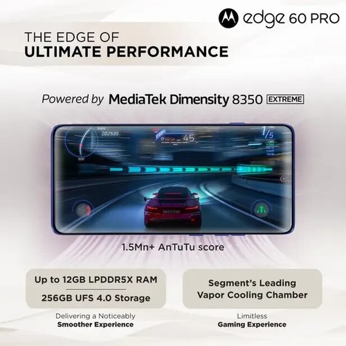 MOTOROLA Moto Edge 60 Pro 5G-Desbloqueado de fábrica Doble SIM-12GB 256GB-Azul deslumbrante - Imagen 7 de 12