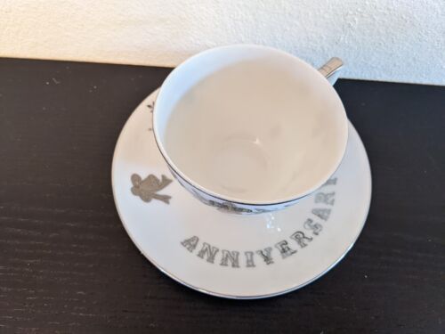 VINTAGE LEFTON CHINA 25TH ANNIVERSARY CUP AND SAUCER SET MADE IN JAPAN #281 - Picture 2 of 6