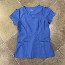 Jaanuu Scrub Top Size XS Relaxed V Neck Pocket Blue