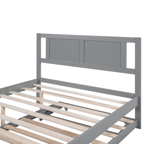 Full Size Platform Bed with Adjustable Trundle,Gray(Old SKU:SM000248AAE) - Picture 7 of 12