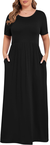 Women’S plus Size Maxi Dresses for Curvy Women Summer Casual Short Sleeve 2025 L - Picture 12 of 12