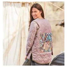 Sundance Purple Pink Avila Quilted Embroidered Button Jacket Womens Size S Small