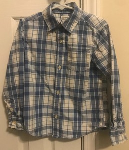 Carters-Boy-5T-Long-Sleeve-Button-Up-Blue-Plaid-Shirt