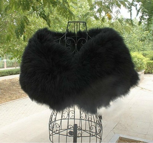 Women Casual Solid Ostrich Feather Shawl Wrap Bride Wedding Turkey Fur Scarves - Bild 9 von 30