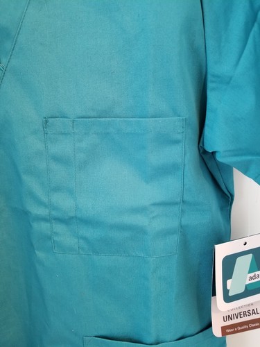 Adar Universal Unisex Medical Nursing Scrub Top 3 Pockets V-Neck Teal XXS NWT - Picture 6 of 8